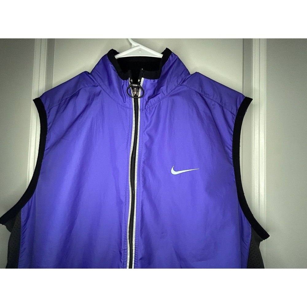 Vintage 90's Nike Nylon Full Zip Running Windbreaker Vest‎ Jacket Womens Large